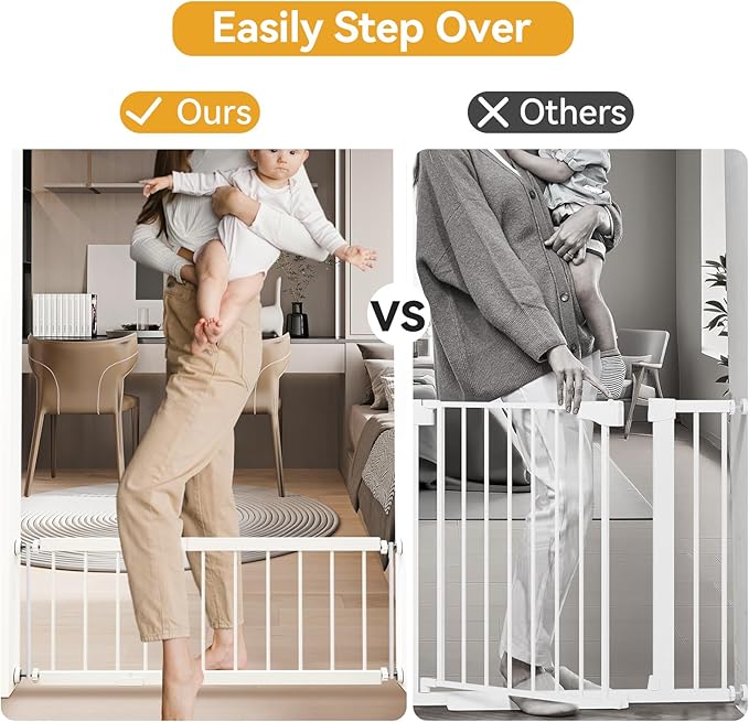Dog Gate Indoor,18"-45" Extra Wide Metal Short Dog Gate to Step Over, 14" Tall Small Pet Gate with 3 Extension Kits, Pressure Mounted for Doorways & Stairs