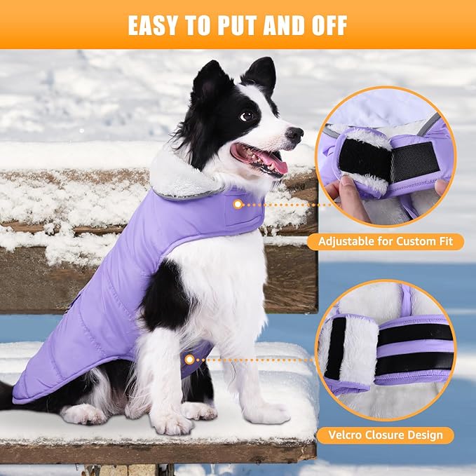 iBuddy Dog Winter Jackets with Fleece Vest,Waterproof Warm Dog Snow Jacket Windproof, Reflective Adjustable Pet Dogs Cold Winter Coat for Large Dogs Girl Boy