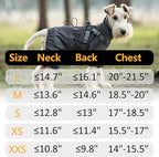 Mile High Life Waterproof Dog Raincoat, Full Coverage Small Dog Rain Coat with Harness, Adjustable 4 Legs Puppy Rain Jacket with Reflective Strip and Elastic Cuffs (Red, L Back Length 16.1")
