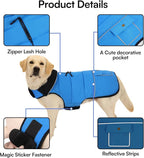 Dog Coat, Small Medium Dog Jacket, Windproof Dogs Puffer Jacket, Fleece Lined Warm Dogs Winter Coat with Harness Hole (Blue L)