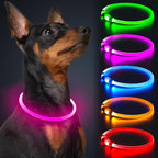 Light Up Dog Collar, USB Rechargeable Dlitk LED Dog Collar 1 Count, TPU Cuttable Glow Collar for Dogs, Dog Light for Large Medium Dogs Walking at Night (Pink)