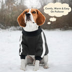 Queenmore Fleece Dog Sweater for Male Dogs, Soft Pullover Dog Sweatshirt with Leash Hole/Reflective Stripes – Cozy Winter Fleece Jacket for Small Medium Large Boy Puppy, Grey S