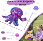 Clairooo Squeaky Dog Toys, Colorful Crinkle Octopus, Plush Dog Toys for Chewing, Interactive, Soft Fabric for Small, Medium & Large Dogs, Daily Companionship, Training Reward, (Purple)