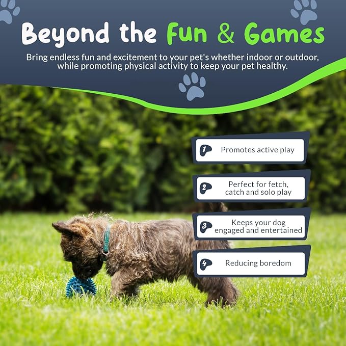 Spiky Dog Ball 1.8 Inch Squeaky Toy for Small Dogs Aggressive Chewers Puppy Teething Toys Dog Spike Ball for Training and Teeth Cleaning - 4 Pack