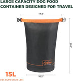 FXW Dog Food Travel Bag，Large Capacity for Travel Kibble Storage Perfect for RV Road Trips, Camping, Longterm Dog Boarding Gear Accessories Gray, 64 Cups