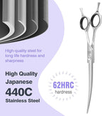 Professional Curved Thinning Scissors for Dog Grooming, 30-Degree Curvature, Japanese 440C for Trimming Dogs Cats and Other Pets face and paws