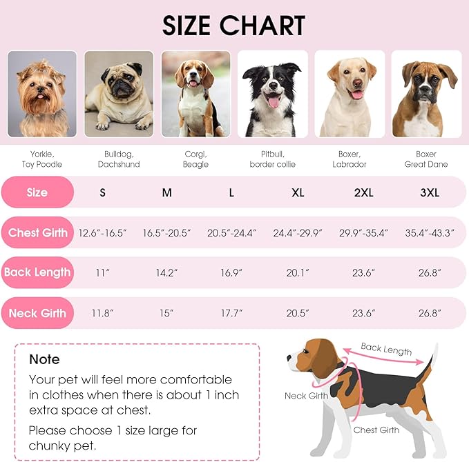 Queenmore Large Dog Cold Weather Coats, Fleece Collar Dog Apparel for Winter, Thick Dogs Snowsuit, XXL Pet Jackets Winter with Quick Release, Pink, XXL