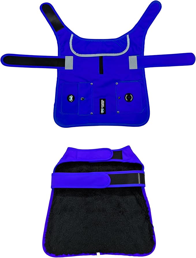 Joyride Harness FrostFlex Dog Winter Jacket - Fleece Lined & Water-Resistant - Snowsuit with Pockets for Treats & Poop Bags - Durable Cold Weather Dog Coat - Blue Serenity-M
