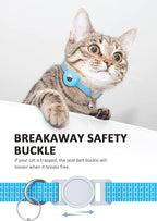 AirTag Cat Collar, Reflective Kitten Collar Breakaway Apple Air Tag Cat Collar, GPS Cat Collar with AirTag Holder and Bell, Lightweight Tracker Cat Collars for Girl Boy Cats Puppies (Luminous Blue)