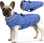 Dog Coat, Warm Dog Winter Coat for Medium Dogs, Waterproof Jacket with Harness Built in, Reflective Turtleneck Cold Weather Coats with Zipper,Pet Fleece Vest Snow Jacket, Blue M