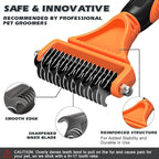 3PCS Pet Grooming Rake & Metal Comb & Flea Comb for Cats and Dogs, Double-Sided Dematting Tool, Extra-Wide Deshedding Dog Brush for Long Hair to Effectively Remove Tangles, Knots and Mats (Orange)