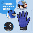 4Piece Dog Grooming Brush Set with Grooming Gloves, Deshedding Comb & Massage Bath Brush - Multifunctional Pet Hair Removal Tools for Shedding, Bathing, Brushing (Blue)