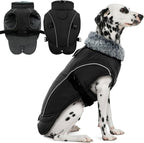 DENTRUN Large Dog Winter Coat - Windproof Reflective Warm Coat, Adjustable Neck & Snap Closure, Water Repellent Thick Fleece Vest, Fleece Lined for for Golden Retriever, Black, XL
