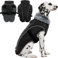 DENTRUN Large Dog Coat - Thick Fleece Lined Reflective Winter Jacket, Snap Closure & Leash Hole, Warm Thick Fleece Lined, Plush Turtleneck Vest for German Shepherd, Black, XXL