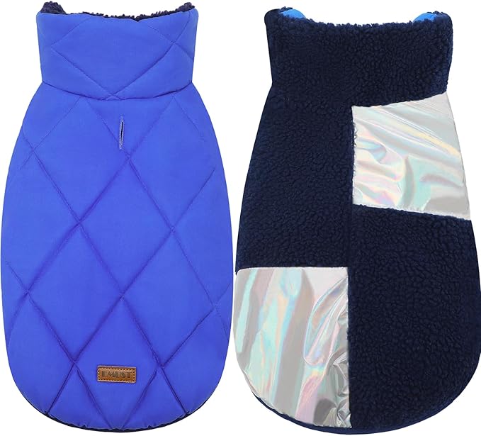 EMUST Dog Feece Jacket, Soft Dog Vest Warm Cold Weather Coats for Small Medium Dogs Boy or Girl for Fall Winter, Royal Blue, L
