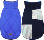 EMUST Warm Dog Jacket, Cozy Dog Fleece Coat with Leash Hole, Waterproof Reversible Winter Coats for Small Dogs, Royal Blue, XS