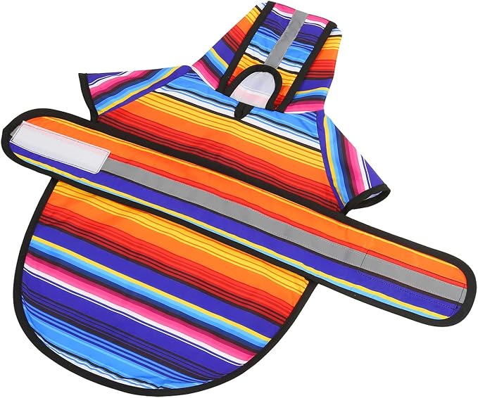 HDE Dog Raincoat Jacket Reflective Adjustable Hooded Pet Poncho Rain Coat with Leash Hole for Small to X-Large Dogs Baja Stripes - S