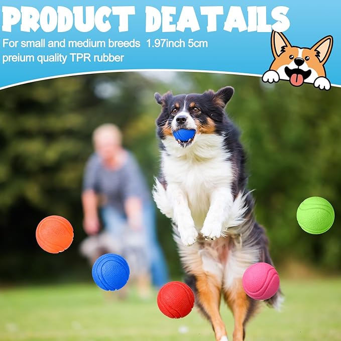 Jenaai 20 Pcs Indestructible Dog Toy Balls for Aggressive Chewers Chew Resistant Solid Rubber Bouncy Ball for Teeth Cleaning (Colorful, 2.36 Inches)