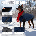 EMUST Winter Coat for Large Dogs, Windproof Dog Jacket for Cold Weather, Extra Warm Dog Winter Clothes for Small Medium Large Dogs, Dark Blue, XXL
