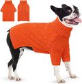 AOFITEE Dog Sweater, Warm Dog Sweaters for Large Dogs, Halloween Dogs Sweater, Turtleneck Girl Pet Sweaters, French Bulldog Sweatshirt, Knit Female Male Pet Knitwear for Winter Fall (Orange Large)
