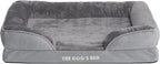 The Dog’s Bed, Orthopedic Standard Foam Waterproof Dog Bed with Standard Support, Large Silver Grey Plush, Waterproof, Supportive Dog Bed with Replaceable Covers, Veterinary Approved