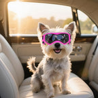 Namsan Dog Goggles Small Breeds, UV Protection Dog Glasses for Small Dogs, Puppy Sunglases Windproof Dustproof Driving Eye Protection, Adjustable, Cool Pink
