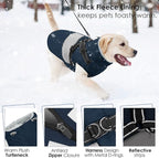 AOFITEE Dog Coat, Waterproof Dog Jacket Winter, Dogs Coat with Harness Built in, Warm Dogs Puffer Jacket with Zipper, Reflective Pet Snowsuit Sweater for Dachshund, French Bulldog, Boston Terrier, M