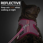 PUPTECK Cat Harness and Leash Set Escape Proof, Reflective Adjustable Soft Mesh Kitten Vest Harness for Walking Travel, Pink, M