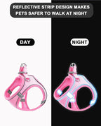 XS Pink Soft Mesh Dog Harness and Leash Set,No Escape Puppy Harnesses for Training Walking， Reflective Adjustable Puppy Vest for Small Medium Dogs, Cats (Pink, XS)