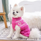 Warm Winter Dog Sweater - Cold Weather Pet Clothes for Small Medium Large Dogs Indoor Outdoor, Soft Classic Knit Puppy Apparel, Pink, XS