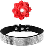 Serijoars Small Dog Collar with Rhinestone Crystal Diamond Colorful Bling Girl Puppy Cat Collars (L, Black6)