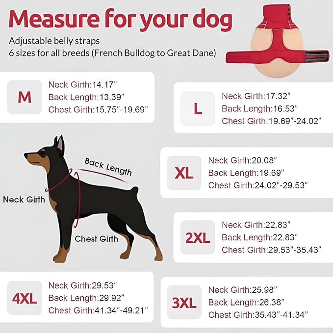ASENKU Warm Dog Coat, Waterproof Dog Jackets for Large Dogs with Reflective Fleece Vest Turtleneck with Button,Windproof Cold Weather Coats for Small Medium Large Dogs, Dark Red, 2XL
