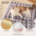 Dog Beds Mat Cute Cat Beds for Indoor Cats Faux Fur Pet Pad with Non-Slip Bottom Plush Kitten Bed for Carriers/Sofa Puppy Washable 27 x 20 Inch Large Grey