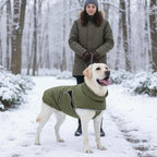 ASENKU Extra Warm Dog Coat - Winter Fleece Jacket with Reflective Adjustable Zippered Leash Hole for Medium Dogs (Green, L)
