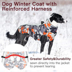 Dog Coat Winter Warm Dog Jackets for Large Dogs Reflective Snowsuit with Harness Fleece Dogs Snow Jacket Waterproof Pet Clothes for Cold Weather