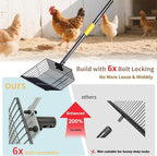 Chicken Coop Poop Scooper with Rake - Ergonomic 12" Sand Sifter Scoop, 65"Adjustable Long Handle, Heavy Duty Litter Pooper Cleaning Tool for Dust Bath,Chicken Run,Dog Yard, Farm Animals