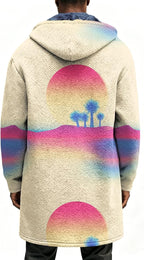 LIZALIG Long Hooded Cardigan Men Japanese Art Style Fashion Cool Graphic Coats Winter Warm Lined Fleece Jacket