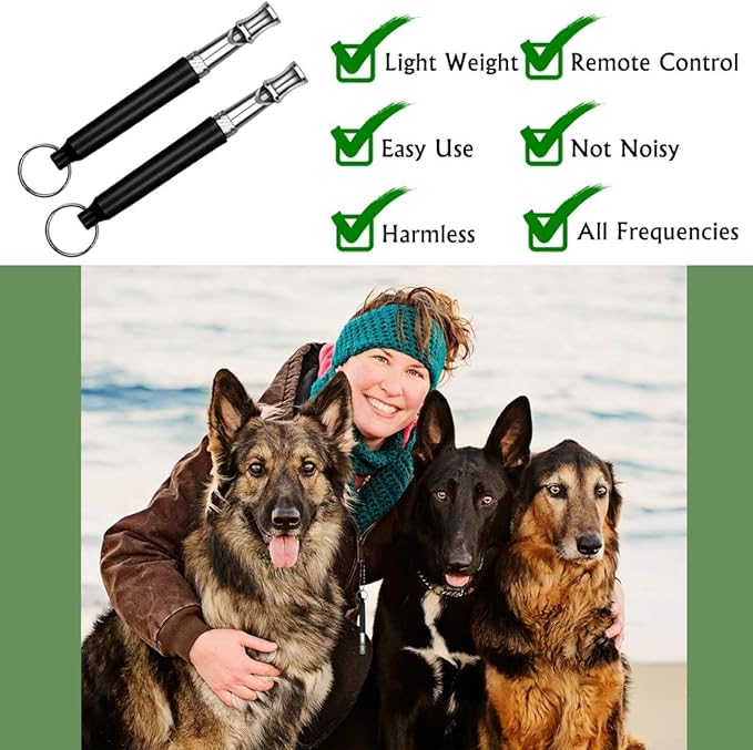 Dog Whistle - Stop Barking Neighbors Dog, Ultra-Wide Frequency Ultrasonic Silent Dog Whistle for Dog, 2 Pack Professional Recall Dog Training Whistles