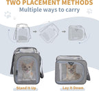 ‌Petsfit Airline Approved Pet Carrier for Small Dogs & Cats, 18x8x11 TSA Approved Carrier, with Removable Dual-Sided Padding (2-Way Placement) - Fits Under Most Airplane Seats, Escape Proof (Grey)