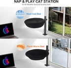 Cat Desk Bed - Machine Washable Reversible Cats Hammock for Large and Kitten - 360° Rotating & Height Adjustable - Supports Up to 45lbs - Indoor Cat Nest Furniture for Office & Game Tables - Black