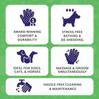 H HANDSON Pet Grooming Gloves - Patented #1 Ranked, Award Winning Shedding, Bathing, & Hair Remover Gloves - Gentle Brush for Cats, Dogs, and Horses (Blue, Large)