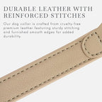 NINA WOOF Cupertino Dog Collars, Harnesses & Leashes Made from Vegan Leather with Dog Tracker Device Holder Adjustable Dog Collar - Color Beige, Large