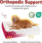 Christmas Washable Orthopedic Large Dog Bed - Removable Orthopedic Foam Pet Couches with Bolsters Waterproof Large Dog Bed and Non-Slip Bottom Extra Large Pet Sofa - Red