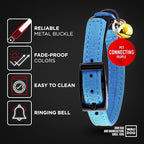 Leather Cat Collar with Bell and Safety Elastic Strap Breakaway Alternative for Small & Large Kittens, Stylish Pet Leather Collar for Boy, Girl Cats with Metal Buckle & QR ID Tag (Blue)
