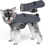 KYEESE Waterproof Dog Coat, Windproof Winter Jacket with Thick Fleece Lining, Extra Warm Turtleneck Dog Coats for Medium Dogs with Leash Hole and Reflective Design, Gray, X-Large