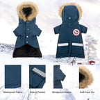 PINA Small Dog Coats - Waterproof, Warm Winter Jacket with Faux Fur Hood, Reflective, Flannel Lined, Windproof