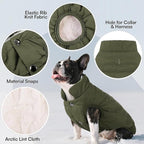 ASENKU Windproof Dog Winter Coat Waterproof Fleece Jacket Cold Weather Pet Apparel for Small Medium Large Dogs (ArmyGreen, S)