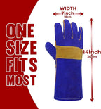 HANDLANDY Animal Handling Gloves, Falconry Cat Glove Bite Proof, Thorn Proof Rose Pruning Gardening Gauntlets (Royal blue, 14 Inches)