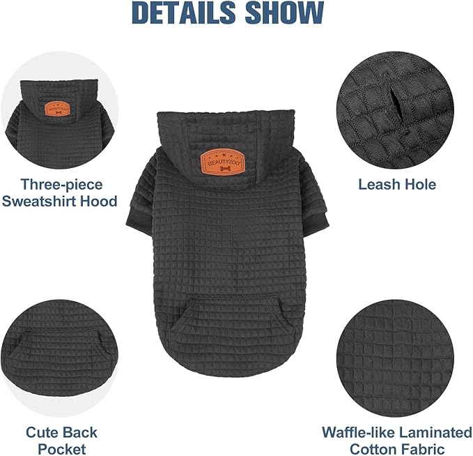 BEAUTYZOO Dog Hoodie for Small Medium Large Dogs, Winter Fall Warm Dog Clothes for Puppy S M Sized Dogs Girl Boy, Dog Sweater Shirt Hoodies with Pocket Bulldog Pitbull Cat Clothing Coat