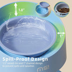 MS!MAKE SURE Adjustable Raised Cat Bowls, Ceramic Elevated Cat Bowls, Pet Bowl with Anti - Slip Rubber Pad, Leak - Proof, Lead & Cadmium Free, Whisker - Friendly, for All Life Stages of Age Blue